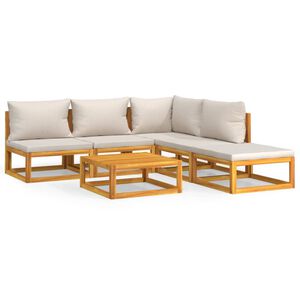 vidaXL 6-osaline aiam&ouml;&ouml;bli komplekt helehallide patjadega, t&auml;ispuit