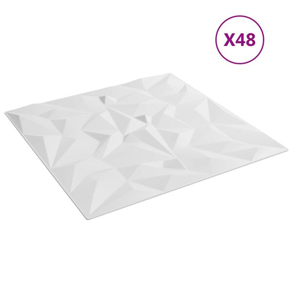 vidaXL Seinapaneelid 48 pcs Valge 50 x 50 cm XPS Vaht