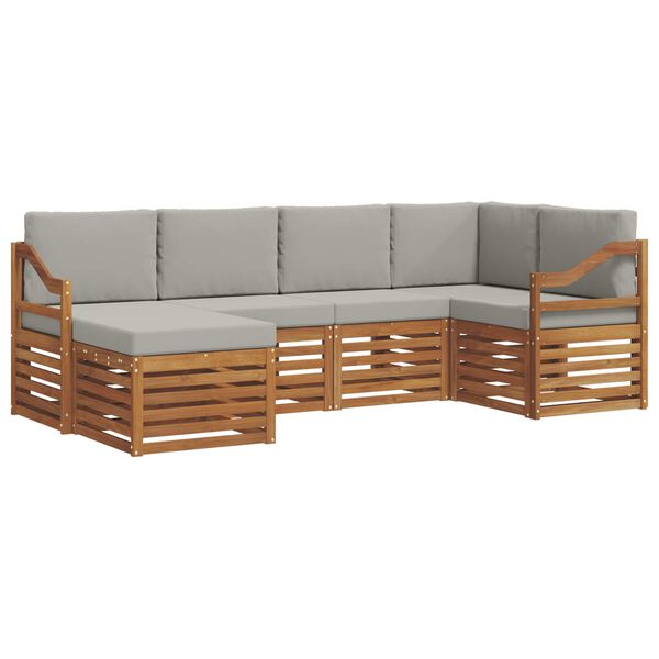 vidaXL Diivanikomplektid 6 pcs Looduslik ja Hele Hall Tugev akatsiapuu