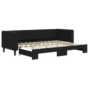 vidaXL diivanvoodi v&auml;ljat&otilde;mmatava osaga, must, 80x200 cm, samet
