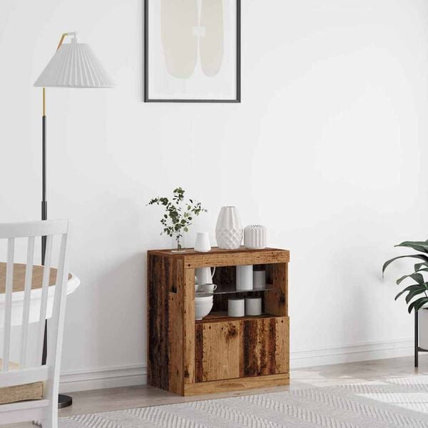 vidaXL LED Kummuti LED -ribatuledega Pruun 60,5 x 37 x 67 cm Tehispuit