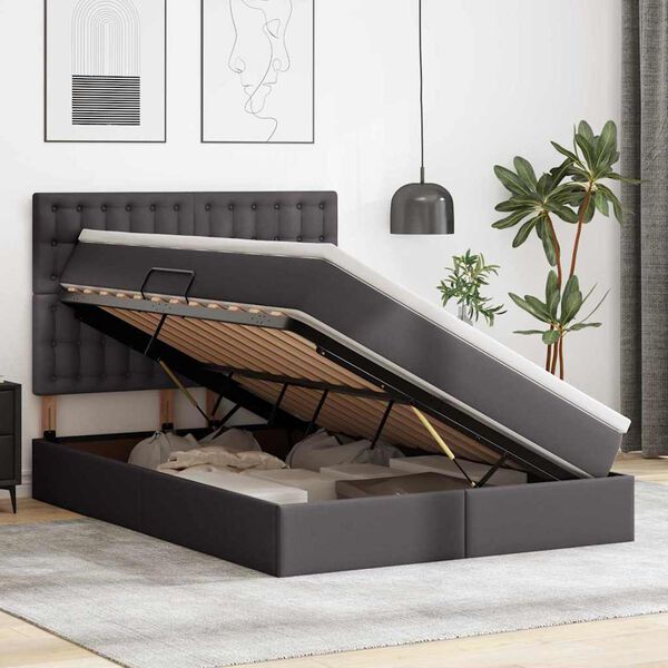 vidaXL Laos voodi madratsiga peaga Hall 140 x 190 cm Kunstnahk