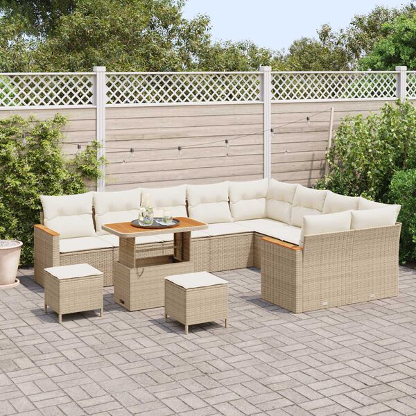 vidaXL Aia Diivanikomplekt padjaga padjaga 12 pcs Beež Pol&uuml; Rattan