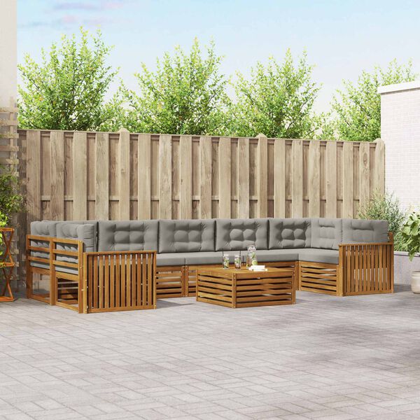 vidaXL V&auml;li diivanikomplekt padjaga 8 pcs Looduslik ja Hele Hall