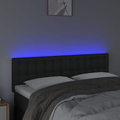 vidaXL LED-voodipeats, must, 144x5x78/88 cm, kunstnahk