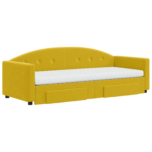 vidaXL diivanvoodi väljatõmmatava osaga, kollane, 80x200 cm, samet