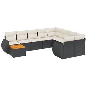 vidaXL 10-osaline aiadiivani komplekt patjadega, must, pol&uuml;rotang