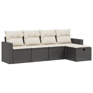 vidaXL 5-osaline aiadiivanikomplekt patjadega, must, pol&uuml;rotang