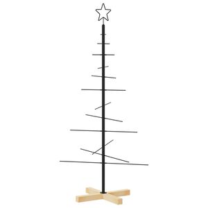 vidaXL metallist kunstkuusk puidust alusega, must, 120 cm