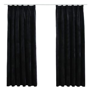 vidaXL pimendavad kardinad 2 tk konksud, samet, must, 140x175 cm
