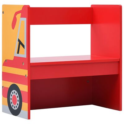 vidaXL 3-osaline laste laua- ja toolikomplekt, tuletõrjeauto, puit