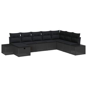 vidaXL Aia Diivanikomplekt padjaga 8 pcs Must Pol&uuml;rooster