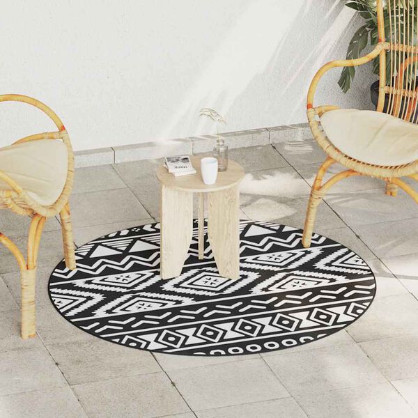 vidaXL õuevaip, ARAKIL must, Ø120 cm, PP