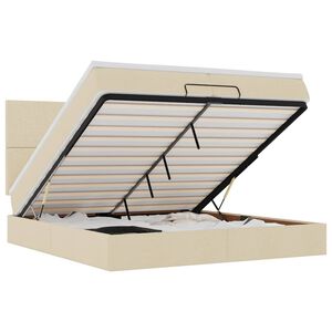 vidaXL Ottomani voodiraam madratsitega, kreemjas, 200x200cm, kangas