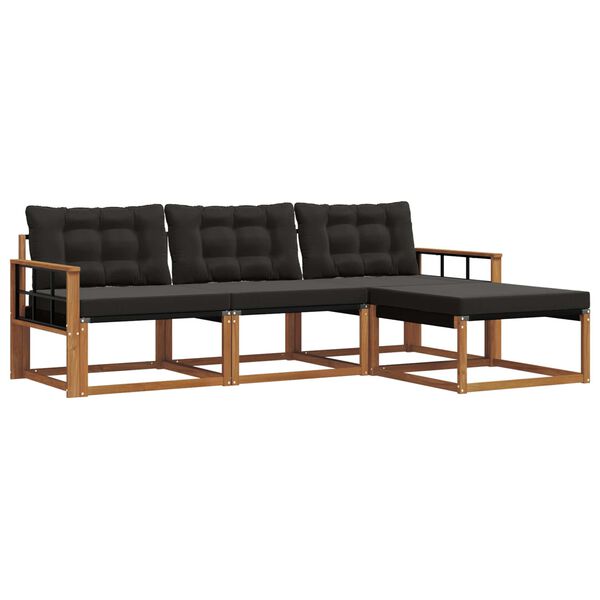 vidaXL V&auml;li diivanikomplekt padjaga 4 pcs Looduslik ja must
