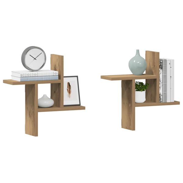 vidaXL seinariiulid 2 tk, k&auml;sit&ouml;&ouml;tamm, 38x12x38 cm, tehispuit