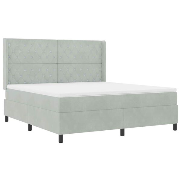 vidaXL LED kastvedru voodi madratsiga Helehall 180 x 200 cm Samet