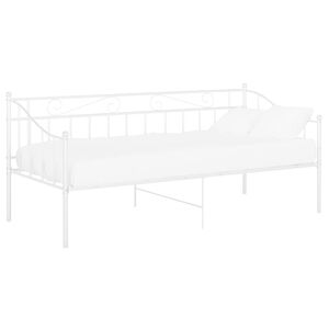 vidaXL diivanvoodiraam, valge, metall, 90 x 200 cm