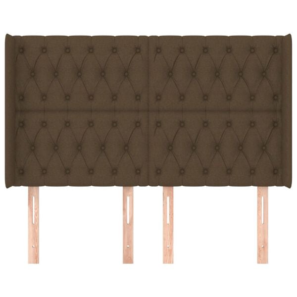 vidaXL voodipeats servadega, tumepruun, 163x16x118/128 cm, kangas