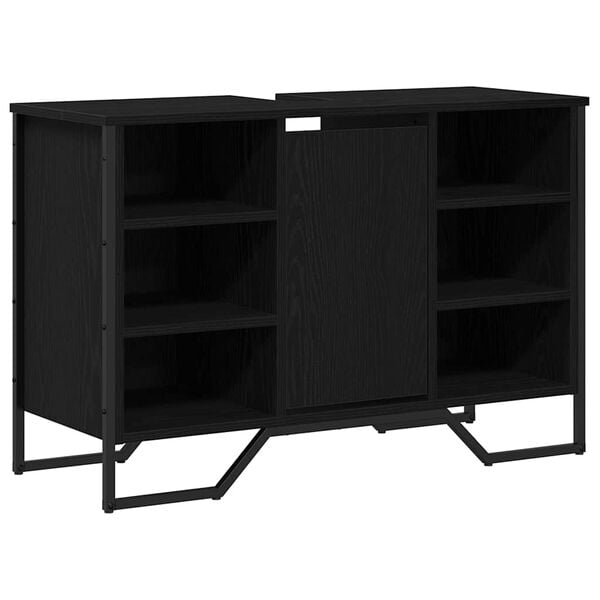 vidaXL Vannitoa kraanikausi kapp Must tamm 91 x 35 x 60 cm Tehispuit