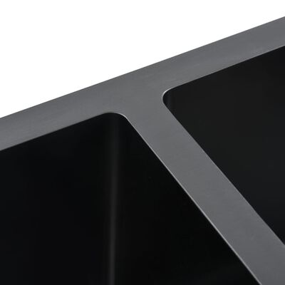 vidaXL käsitsi valmistatud köögivalamu, must, roostevaba teras