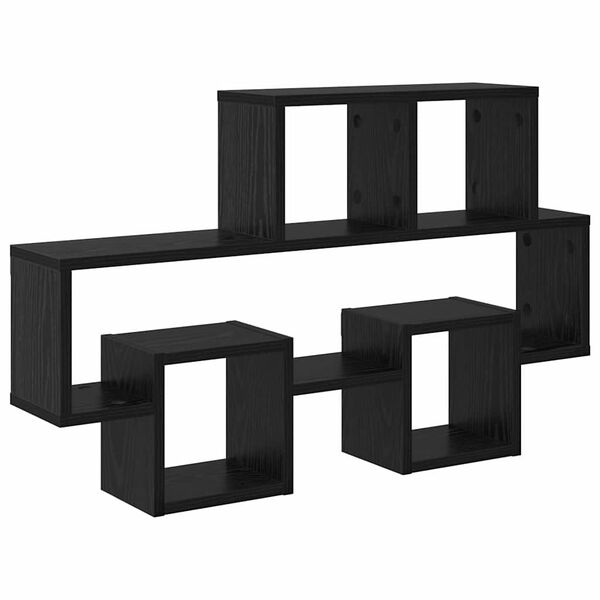 vidaXL Seinariiul riiuliga Must tamm 82 x 15 x 51 cm Tehispuit