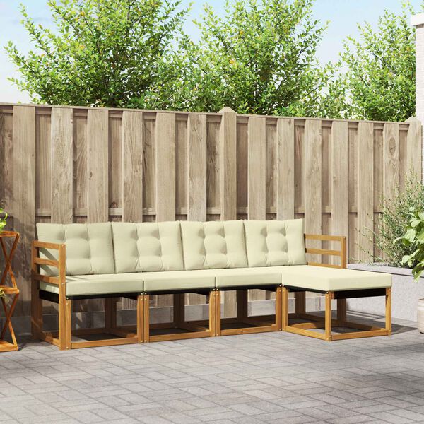 vidaXL V&auml;li diivanikomplekt padjaga 5 pcs Looduslik ja kreem