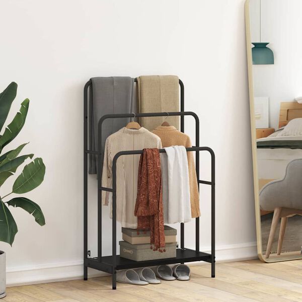 vidaXL Riidepuu riiuliga Must tamm 60 x 30 x 100.5 cm Tehispuit