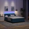 vidaXL LED Box Spring Voodi madratsiga Tumesinine 140 x 190 cm Samet