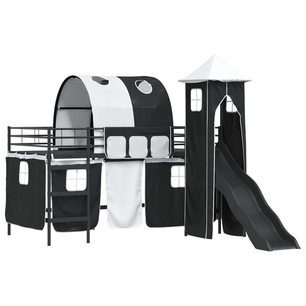 vidaXL Laste Lofti Voodi Raam Must 99,5 x 200 cm Metall