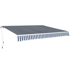 vidaXL kokkupandav varikatus, k&auml;sitsi kasutatav, 400 cm sinine/valge