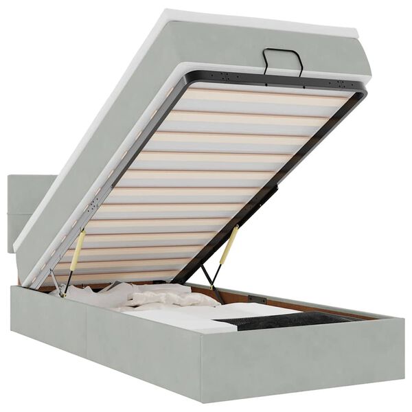 vidaXL Ottomani voodiraam madratsiga, helehall, 80x200 cm, samet