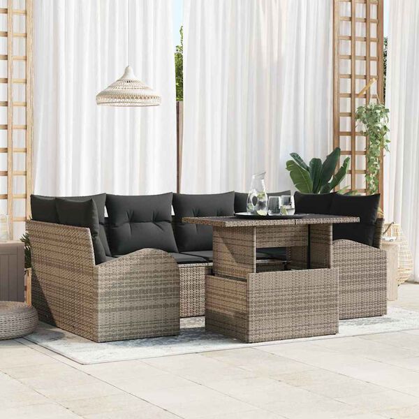 vidaXL Aia Diivanikomplekt padjaga padjaga 7 pcs Hall Pol&uuml; Rattan