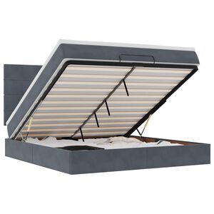 vidaXL Ottomani voodiraam madratsitega, tumehall, 160x200 cm, samet