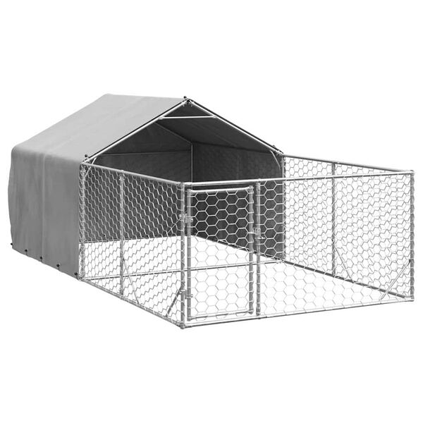 vidaXL Outdoor Dog Kennel Run 4x2x1,5 m tsingitud terasega
