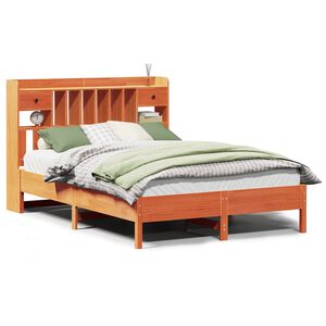 vidaXL riiuliga voodi ilma madratsita, vahapruun, 160x200cm, m&auml;nnipuit