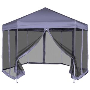vidaXL kuusnurkne pop-up 6 k&uuml;lgseinaga peotelk, hall, 3,6 x 3,1 m