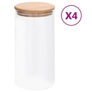 vidaXL klaasist s&auml;ilituspurgid, bambusest kaanega, 4 tk, 1200 ml