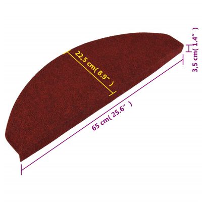 vidaXL isekleepuv trepivaip, 15 tk, 65x22,5x3,5 cm, punane