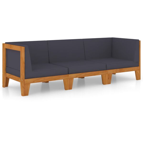 vidaXL 3-osaline aiadiivani komplekt patjadega, akaatsiapuit