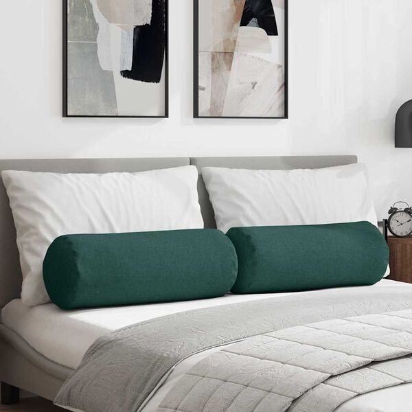 vidaXL Padjad 2 pcs Tume rohelise Ø 25 x 70 cm kangas