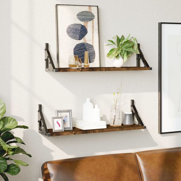 vidaXL seinariiulid 2 tk, suitsutatud tamm, 60 x 15 x 15,5 cm