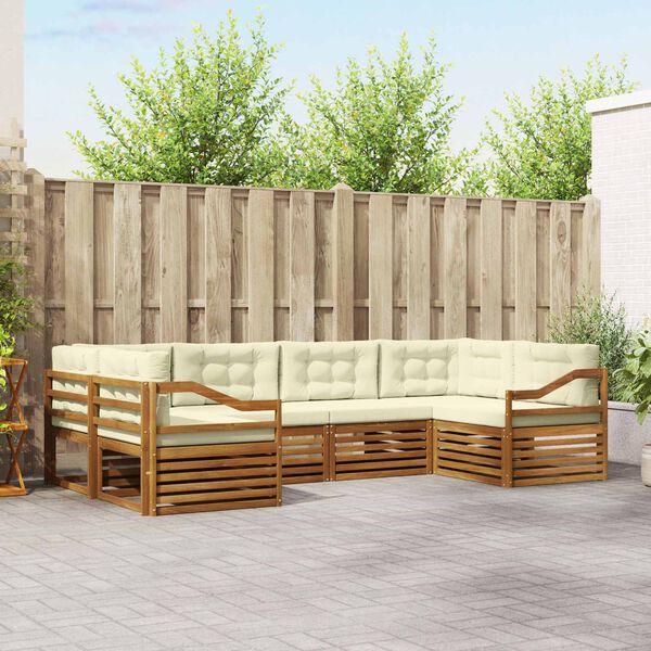 vidaXL Diivanikomplektid 6 pcs Looduslik ja kreem Tugev akatsiapuu