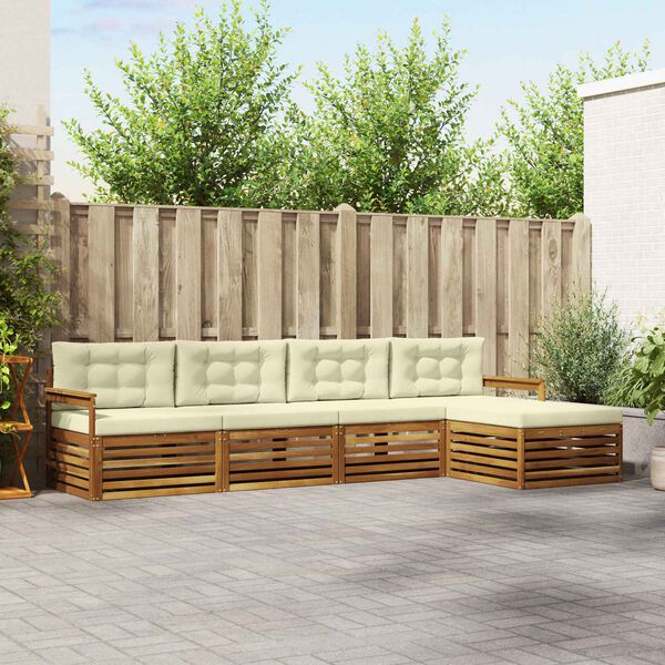 vidaXL V&auml;li diivanikomplekt padjaga 5 pcs Looduslik ja kreem