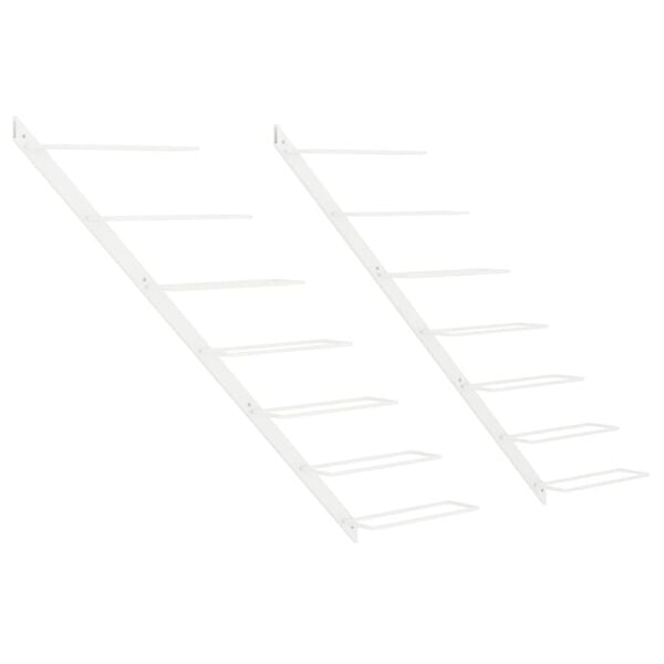 vidaXL seinale kinnitatav veiniriiul 7 pudelile 2 tk, valge, raud
