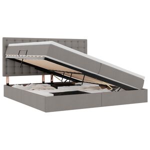 vidaXL LED-valgusega hoiuvoodi Pruunikashall 200 x 200 cm Pol&uuml;ester