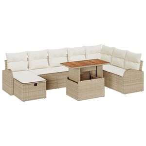 vidaXL Aia Diivanikomplekt 9 pcs Beež pol&uuml;rotang