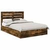 vidaXL Laos voodi peaga Suitsetatud tamm 160 x 200 cm Tehispuit