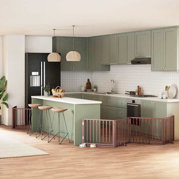 vidaXL kokkupandav koerav&auml;rav uksega, 10 paneeli, pruun 800 cm, pappel