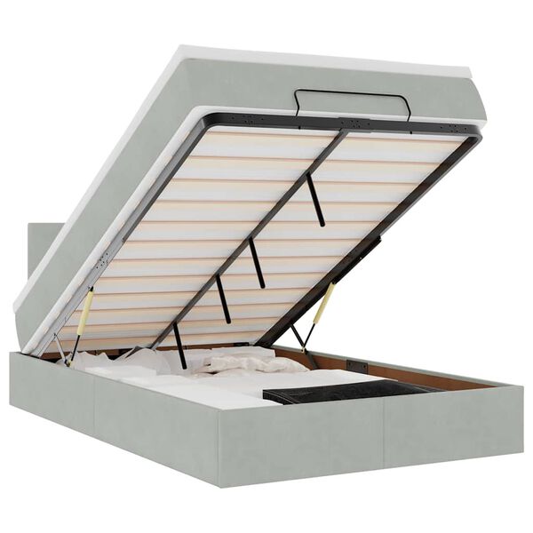 vidaXL Ottomani voodiraam madratsiga, helehall, 120x200cm, samet